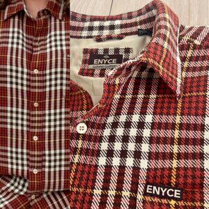 ENYCE Men's Baggy Button Down Shirt Brown Houndstooth XL/Late 90s Y2K Streetwear
